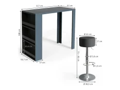 Vicco Móvel De Bar*Conjunto de mesa de bar antracite 57x117x106 Cinza antracite