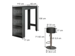 Vicco Móvel De Bar*Conjunto de mesa de bar antracite 45x110x106 repose Cinza antracite