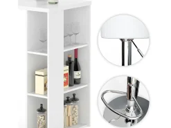 Vicco Móvel De Bar*Conjunto de mesa de bar 120x60x105.6 noel Branco