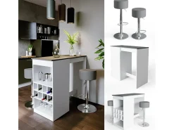 Sale Conjunto de mesa de bar branco/antracite 115x50x104.6 ross Móvel De Bar