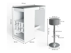 Sale Conjunto de mesa de bar branco/antracite 115x50x104.6 ross Móvel De Bar