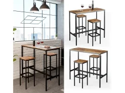 Vicco Móvel De Bar*Conjunto de mesa de bar madeira antiga 120x50x105 fyrk Castanho