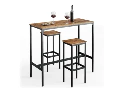 Vicco Móvel De Bar*Conjunto de mesa de bar madeira antiga 120x50x105 fyrk Castanho