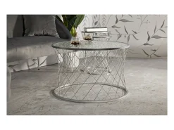 Outlet Conjunto de Mesas Auxiliares VKH571, Prata, 70x70x45 cm, Kendra Home Mesa De Apoio