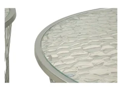 Outlet Conjunto de Mesas Auxiliares VKH571, Prata, 70x70x45 cm, Kendra Home Mesa De Apoio