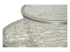 Outlet Conjunto de Mesas Auxiliares VKH571, Prata, 70x70x45 cm, Kendra Home Mesa De Apoio