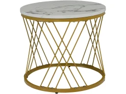 Best Conjunto de mesas de centro empilháveis em madeira - folheado com efeito mármore branco e metal dourado - MDF - para sala de estar - cinza e branco Mesa De Centro