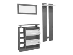 Hot Conjunto de mobiliário de entrada - 1 espelho + 2 painéis de parede + 1 sapateira - Cinza Móvel De Entrada