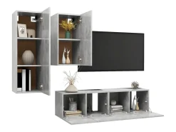 Conjunto de móveis armário aparador TV televisão sala de estar quarto sala de estar 4 peças madeira projetada cinza 02_0024719^Helloshop26