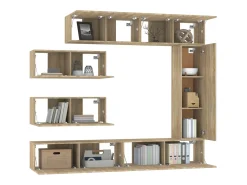 Conjunto de móveis armário aparador TV televisão sala de estar quarto sala 7 peças sonoma carvalho madeira projetada marrom 02_0025208*Helloshop26