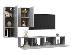 Conjunto de móveis armário aparador TV televisão sala de estar quarto sala de estar 4 peças madeira projetada cinza 02_0024712*Helloshop26 Hot