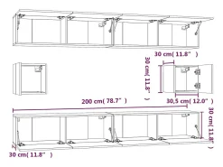Conjunto de móveis armário aparador tv televisão sala de estar quarto 6 peças madeira projetada cinza 02_0025029^Helloshop26 Sale