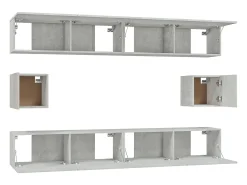 Conjunto de móveis armário aparador tv televisão sala de estar quarto 6 peças madeira projetada cinza 02_0025029^Helloshop26 Sale