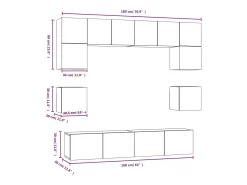 Conjunto de móveis armário aparador tv televisão sala de estar quarto 8 peças madeira projetada cinza 02_0025253^Helloshop26 Hot