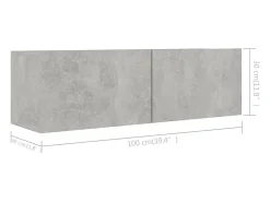 Conjunto de móveis armário aparador TV televisão sala de estar quarto sala 4 peças madeira projetada cinza 02_0024299^Helloshop26