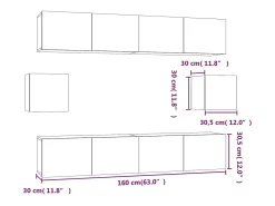 Conjunto de móveis armário aparador tv televisão sala de estar quarto 6 peças madeira projetada cinza 02_0025032 Móvel De Tv