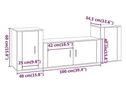 Conjunto de móveis armário aparador TV televisão sala de estar quarto sala de estar 3 peças madeira projetada cinza 02_0024506*Helloshop26 Clearance