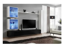 Conjunto de móveis de parede para sala SWITCH XVIII design, nas cores e branco brilhante.^Price Factory Online