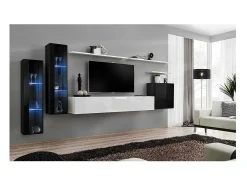 Conjunto de móveis de parede para sala de estar SWITCH XI, design moderno, nas cores e branco brilhante.^Price Factory New