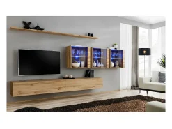Conjunto de móveis de parede para sala SWITCH XVII, design, cor carvalho Wotan.^Price Factory Best