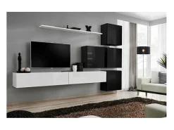 Conjunto de móveis de parede para sala SWITCH IX design, nas cores e preto brilhante.^Price Factory Clearance