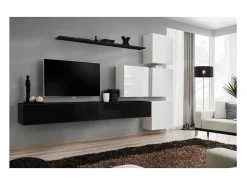 Conjunto de móveis de parede para sala de estar SWITCH IX, design, nas cores e branco brilhante.^Price Factory