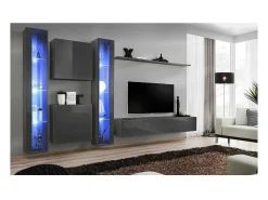 Conjunto de móveis de parede design para sala de estar. Coleção SWITCH XVI, cor cinza brilhante.*Price Factory Clearance