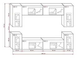 Conjunto de móveis de sala de estar suspenso coleção CEPTO I 240cm, 8 portas, 6 prateleiras, leds.*Price Factory Hot