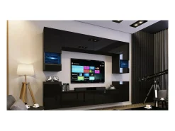 Clearance Conjunto de móveis de sala de estar s, suspensos, coleção CEPTO XXVII. 240cm, 8 móveis, leds, modulares. Móvel De Tv
