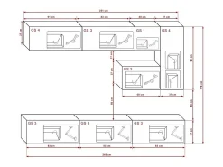 Conjunto de móveis de sala suspensos s da coleção CEPTo XV. 249cm, 8 móveis, com LEDs.*Price Factory Best