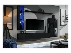 Conjunto de móveis de sala de estilo industrial SWITCH M2. Cor preta.^Price Factory Online