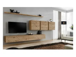 Conjunto de móveis de sala de estar da coleção SWITCH VII, cor de carvalho com acabamentos fresados.*Price Factory New