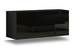 Sale Conjunto de móveis de sala de estar e branco suspensos coleção CEPTO VII 249cm, 8 portas, modulares. Móvel De Tv
