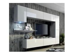 Conjunto de móveis de sala de estar s suspensos coleção CEPTO VI 256cm, 7 portas, 6 prateleiras incluindo uma de parede, leds, modulares.*Price Factory New