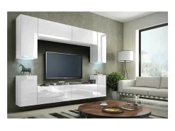 Conjunto de móveis de sala de estar s suspensos coleção CEPTO I 240cm, 8 portas, 6 prateleiras, leds.*Price Factory Hot