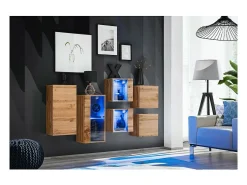 Price Factory Prateleira*Conjunto de móveis para sala de estar SWITCH SBIV design. Cor carvalho. Sistema LED integrado. Castanho