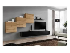 Conjunto de móveis para sala de estar SWITCH X, design de parede, nas cores brilhante e carvalho Wotan.*Price Factory Clearance