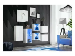 Conjunto de móveis para sala de estar SWITCH SBIV, design moderno, na cor brilhante. Sistema LED integrado.^Price Factory Discount