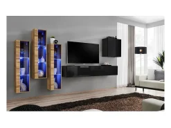 Best Conjunto de móveis para sala de estar SWITCH XIII, design mural, cores e carvalho Wotan. Móvel De Tv
