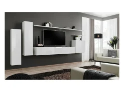 Conjunto de móveis para sala da coleção SWITCH I design. Cor branca brilhante. Móvel De Tv