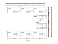Sale Conjunto de móveis para sala de estar e preto suspensos coleção CEPTO XVI 249cm, 8 peças, modulares. Móvel De Tv