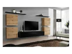 Best Conjunto de móveis para sala de estar SWITCH IV design, cor brilhante e carvalho Wotan. Móvel De Tv
