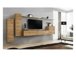 Conjunto de móveis para sala de estar da coleção SWITCH I, design, cor carvalho Wotan.^Price Factory Outlet