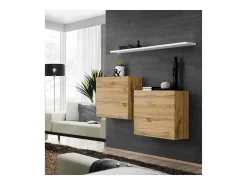 Price Factory Prateleira*Conjunto de móveis para sala de estar SWITCH SBI design, cor carvalho Wotan e prateleira branca. Castanho