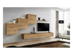 Conjunto de móveis para sala de estar SWITCH X, design de parede, cor carvalho Wotan.^Price Factory Clearance
