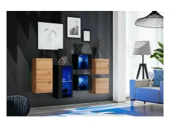 Conjunto de móveis para sala de estar SWITCH SBIV design. Cores carvalho e preto.^Price Factory Discount