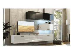 Conjunto de móveis para sala de estar e preto, suspensos, coleção CEPTO XXV. 249cm, 6 móveis, com LEDs, modulares.^Price Factory New