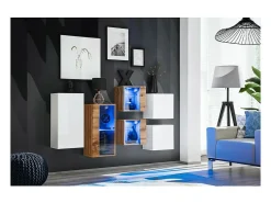 Conjunto de móveis para sala de estar SWITCH SBIV design. Cores carvalho e branco.*Price Factory Hot
