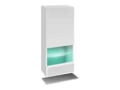 Conjunto de móveis para sala de estar brancos, da coleção CEPTO XXIX, suspensos. 249cm, 8 móveis, com LEDs, modulares.^Price Factory