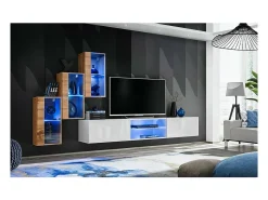 Sale Conjunto de móveis para sala de estar SWITCH XXII, design em carvalho e branco. Móvel De Tv